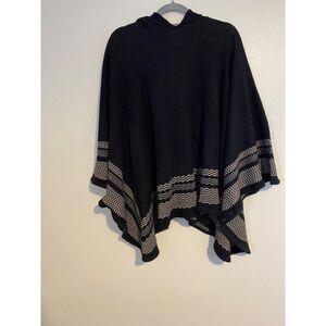 Do Everything In Love Black & White Hooded Poncho Cape Women One Size Hippie Art